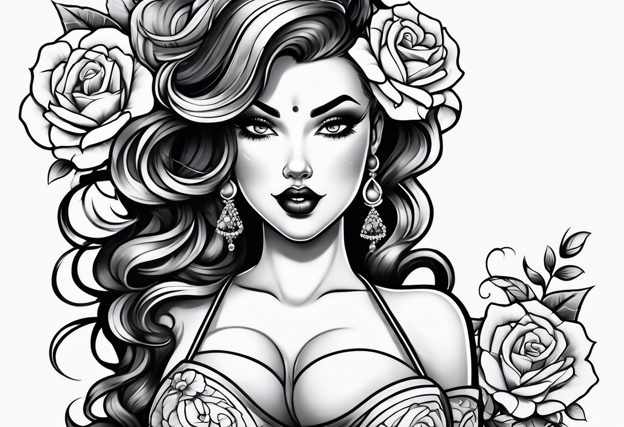 chubby pinup girl tattoo idea