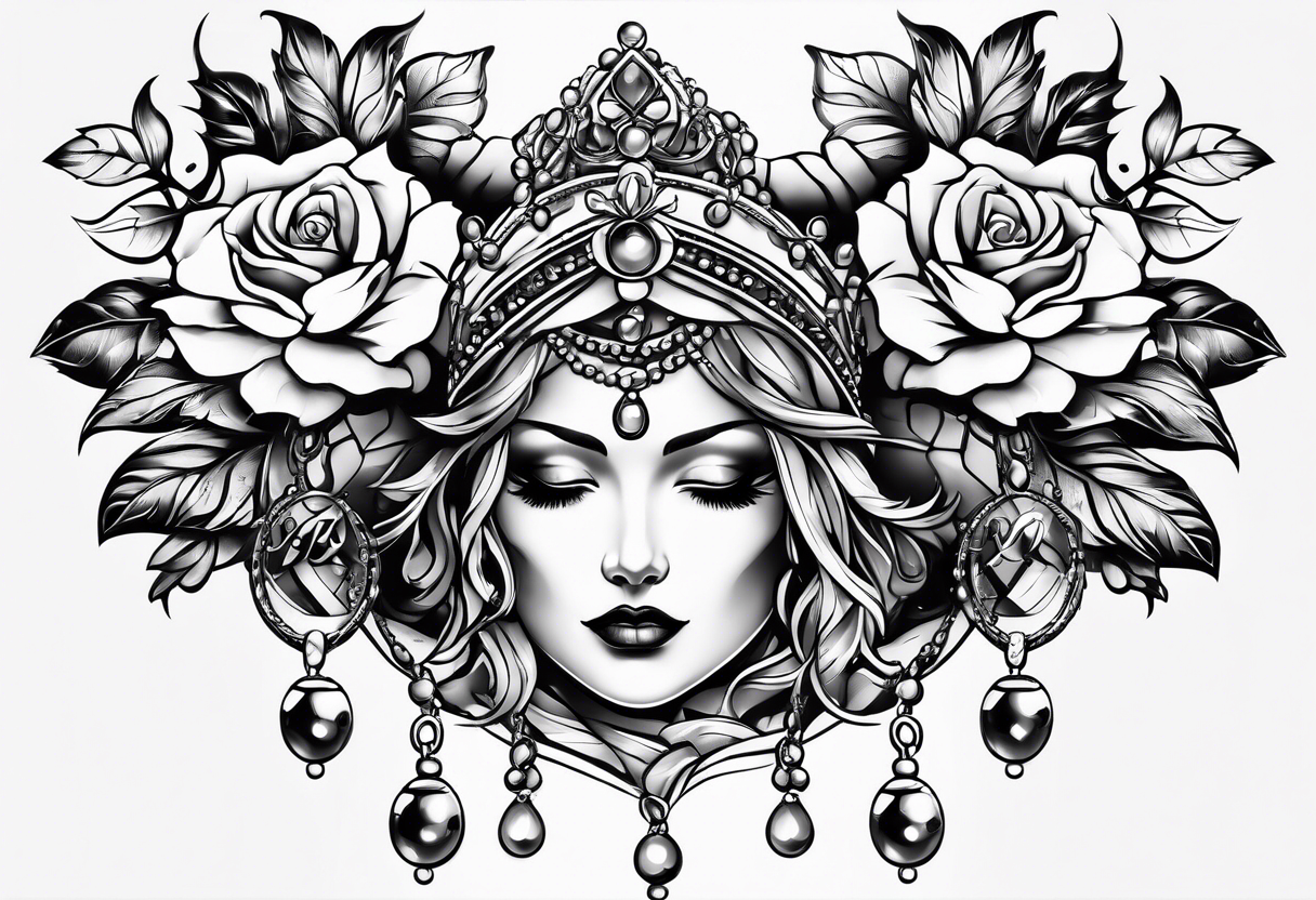 rosary and lingerie tattoo idea