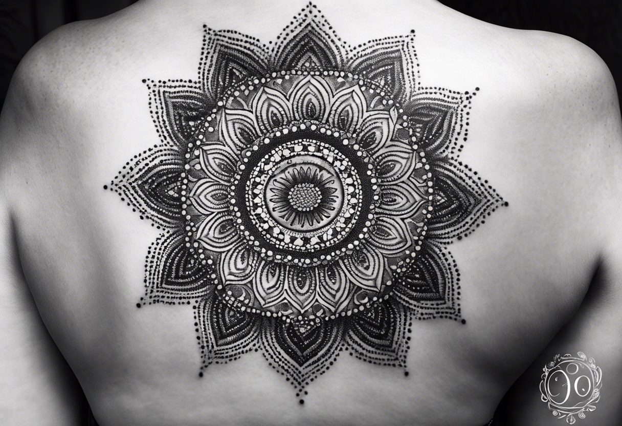 A feminin minimalist mandala with simple dit chain tattoo idea