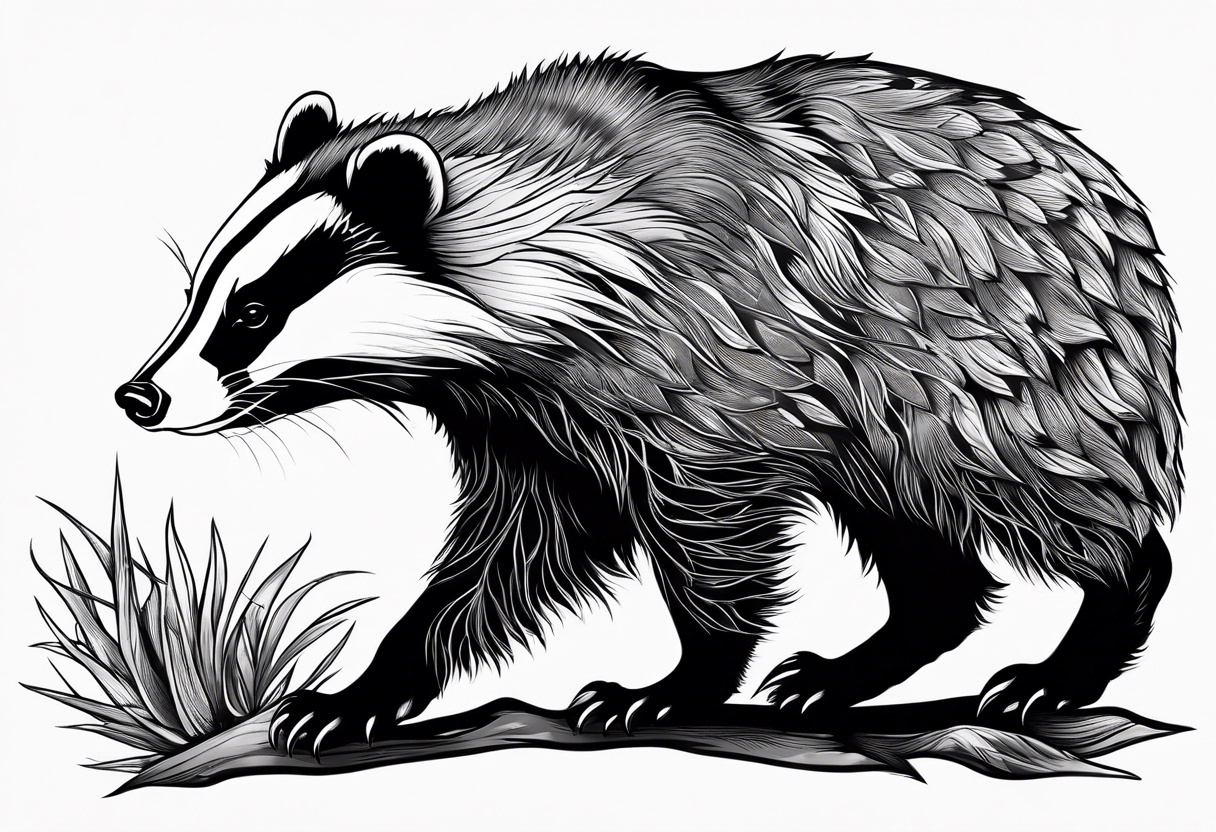 Feral badger tattoo idea