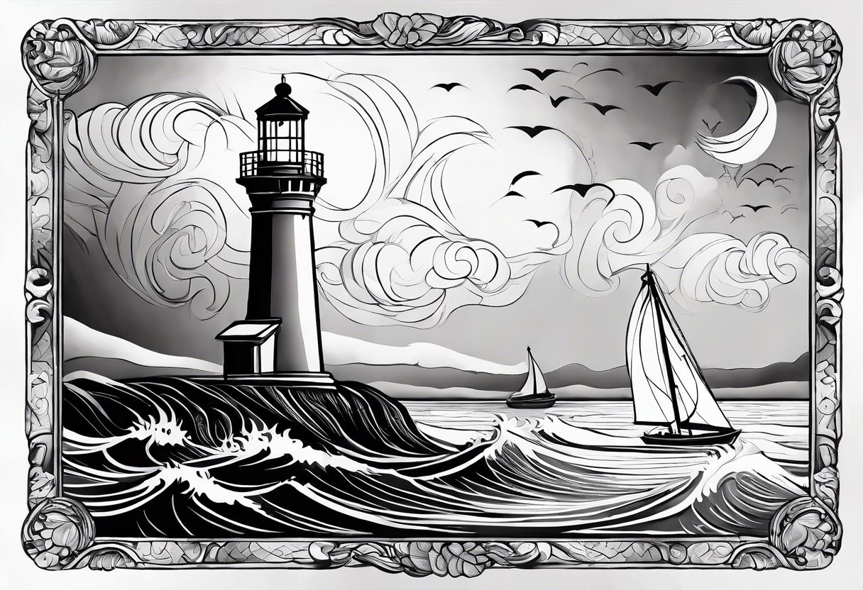 mat  de voilier en forme de phare marin. tattoo idea