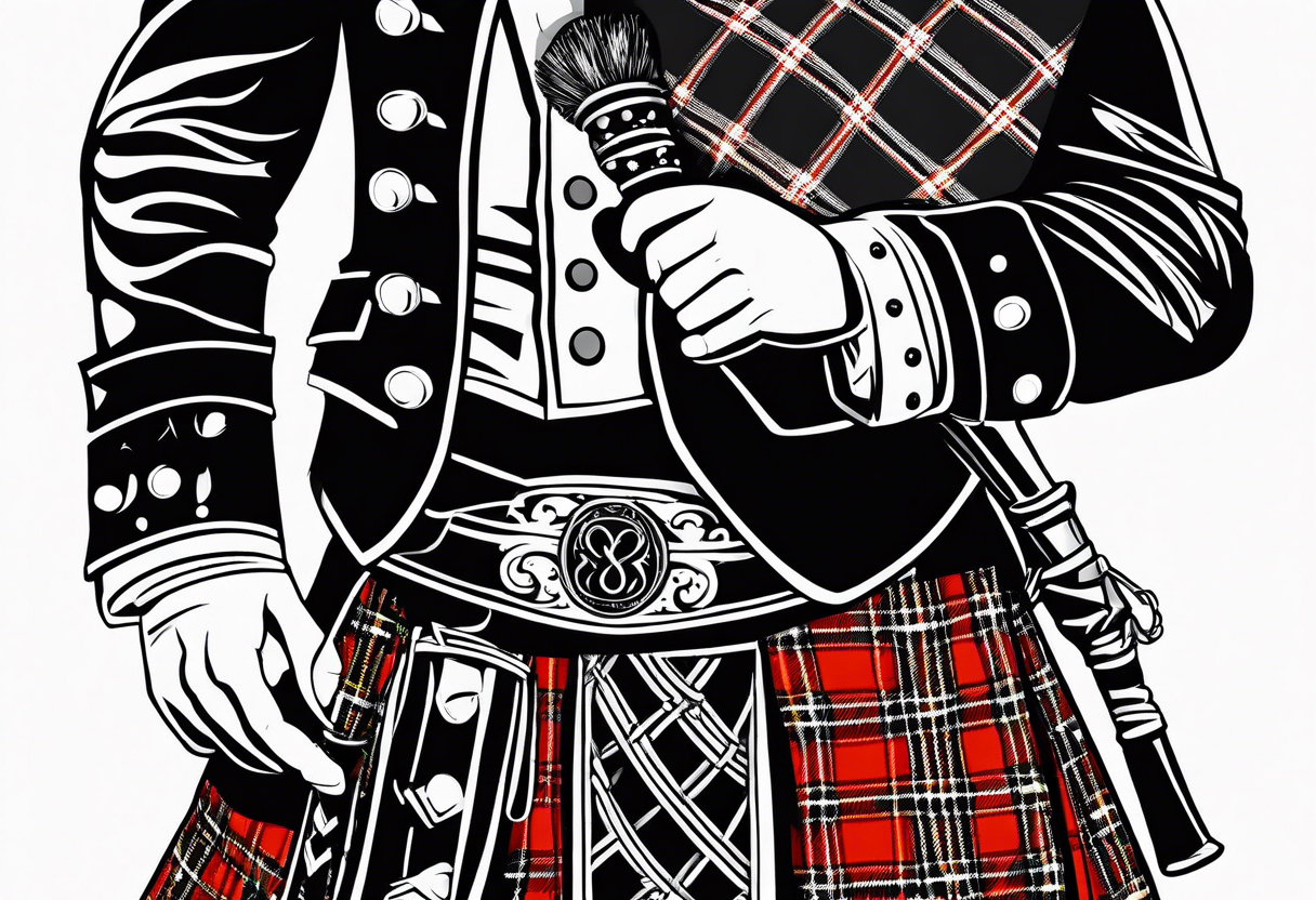 Scottish Bagpiper in  a kilt tattoo idea