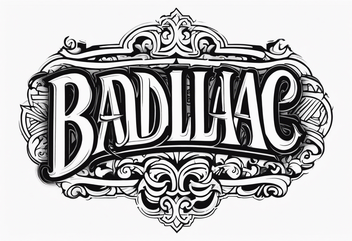 The word "BADILLAC" tattoo idea