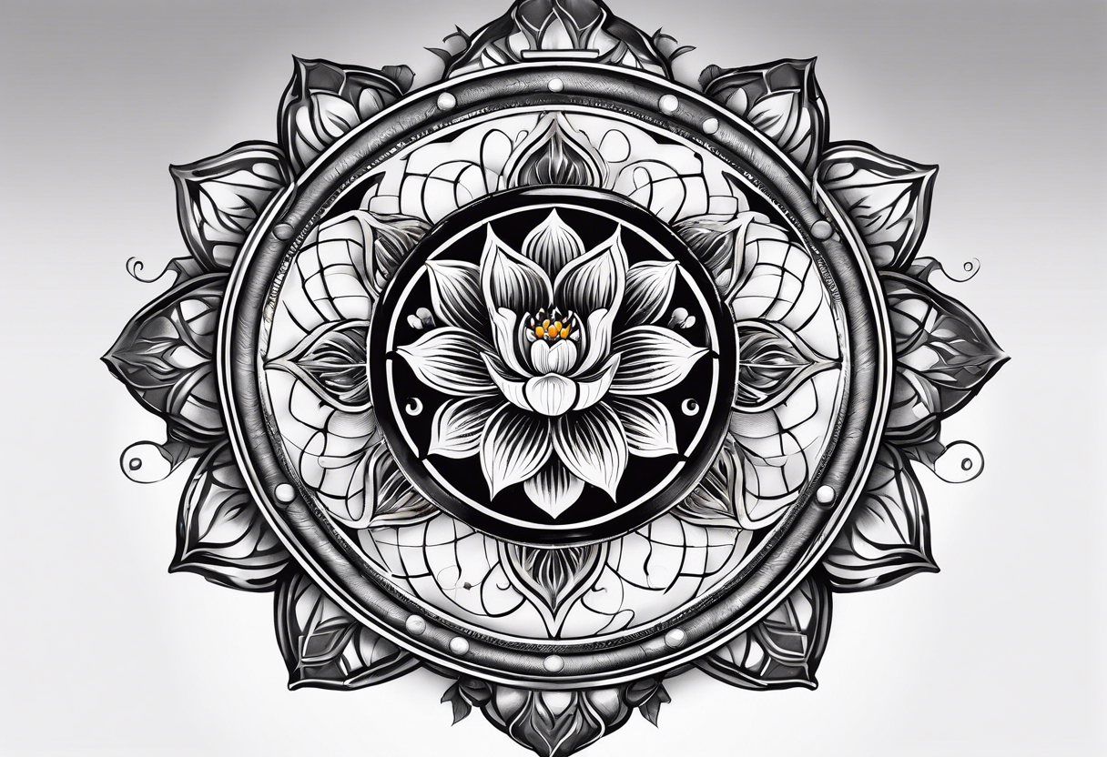 Intricate Dharma Wheel Tattoo