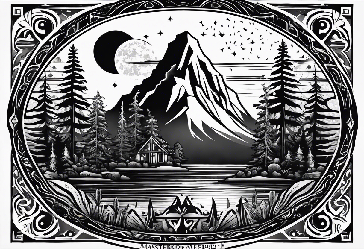 Mexican American inspired that incorporates being a father,  love for son and daughter, building generational wealth. Include elements of the Pacific Northwest Forrest on shoulder. tattoo idea