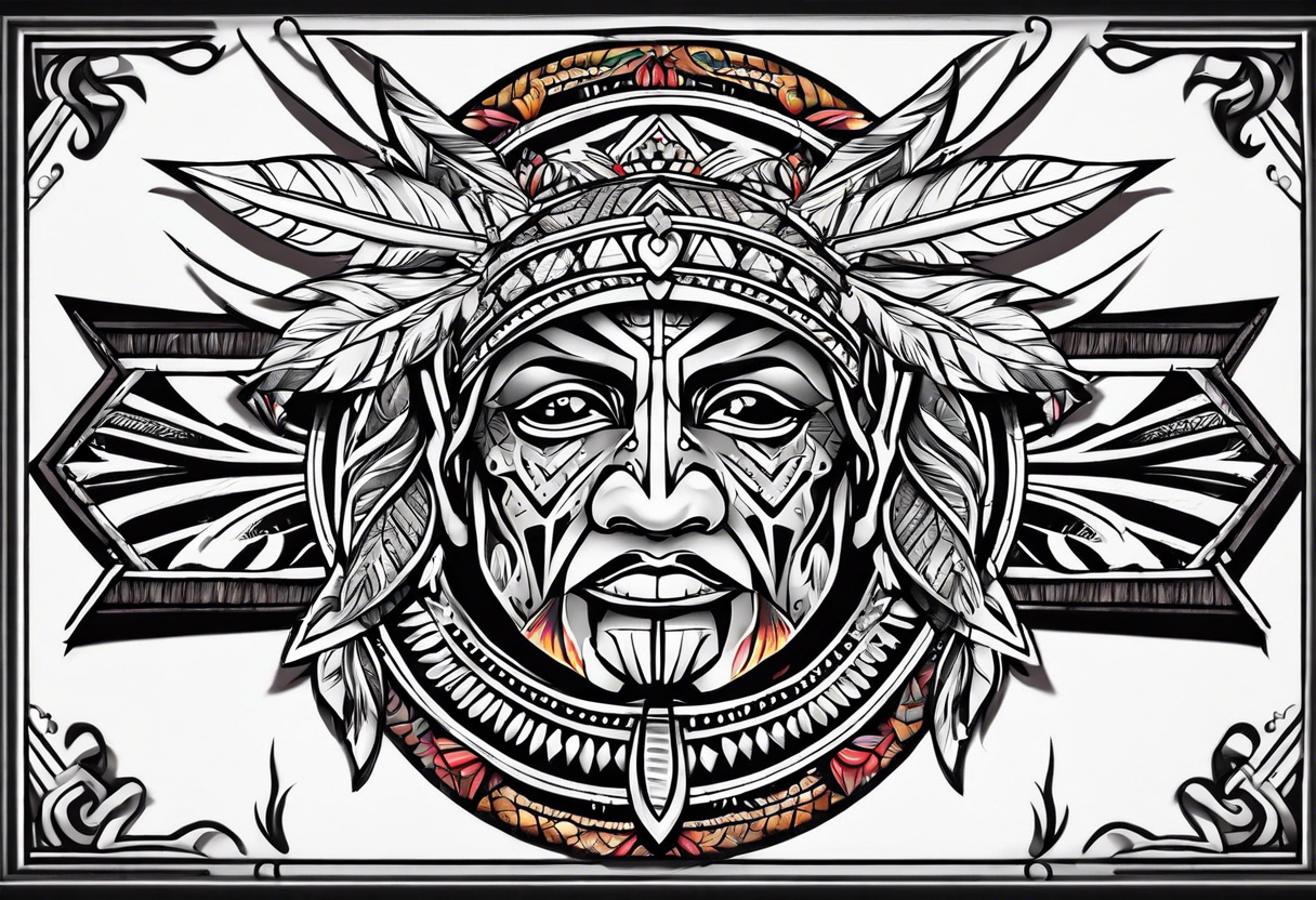 Puerto Rican tribal arm tattoo with spears tattoo idea