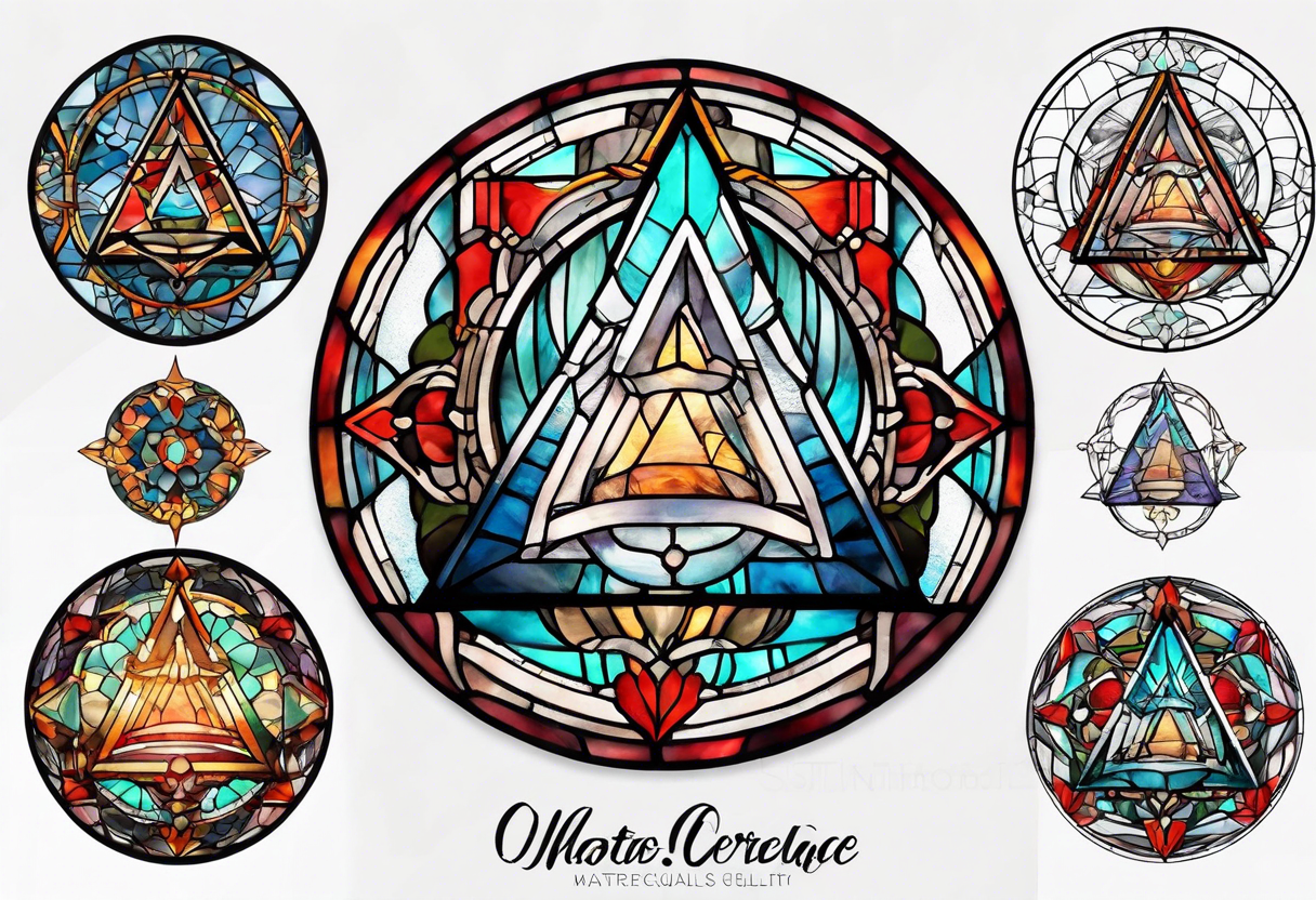 stained glass triangle in a circle tattoo idea