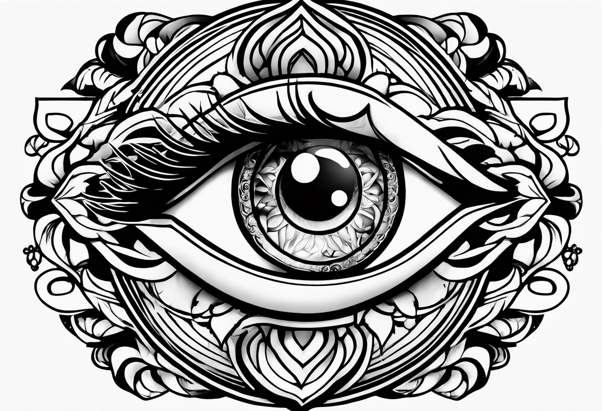 Occult eye tarot card rose tattoo idea