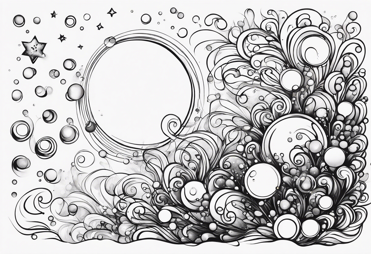 Draw me some magical really simple underwater bubbles and simple stars tattoo idea