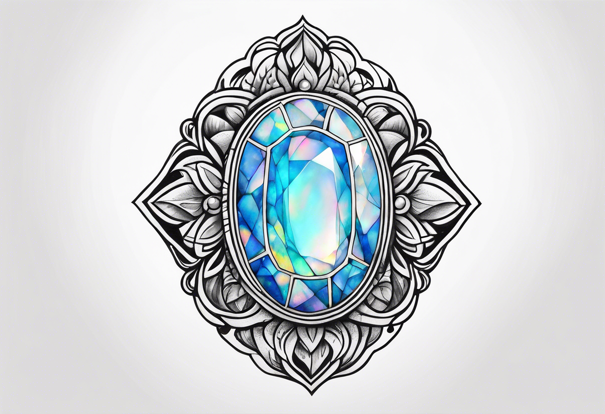 Natural opal gem stone tattoo idea