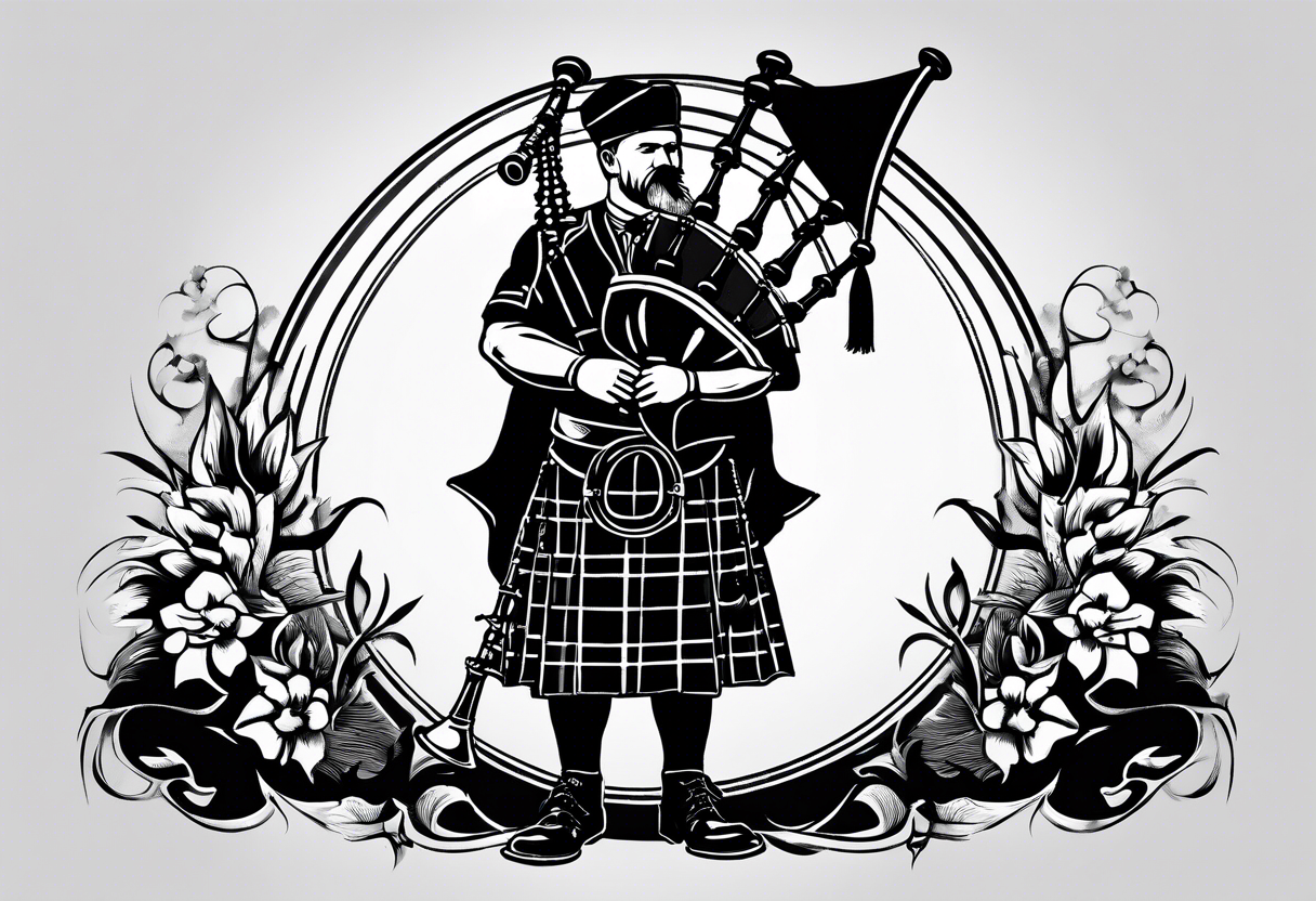 Scottish Bagpiper in  a kilt tattoo idea