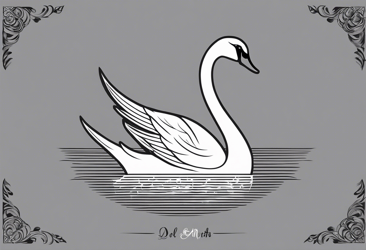 Swan of Dol Amroth, Minimalist Logo, Extreme Minimalism, Line Art, Golden Ratio, No Details, No Frame, No Shade, Solid Thin Black Lines Only tattoo idea