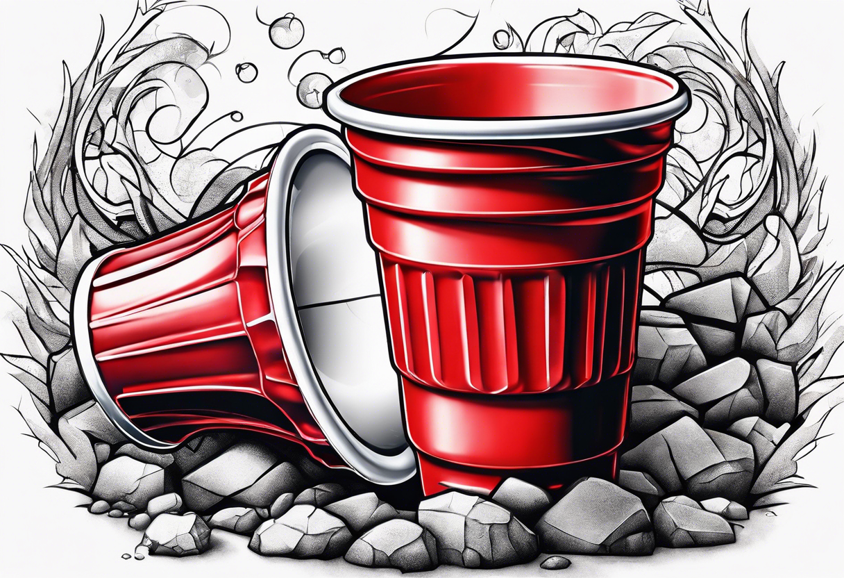 A red cracked plastic solo cup tattoo idea