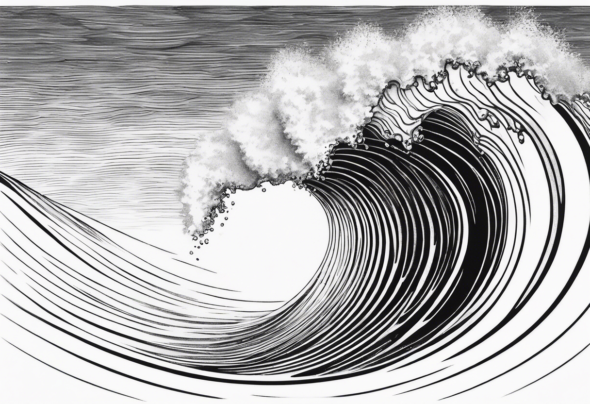 wave traversing a hole, diffraction phenomena, physics tattoo idea