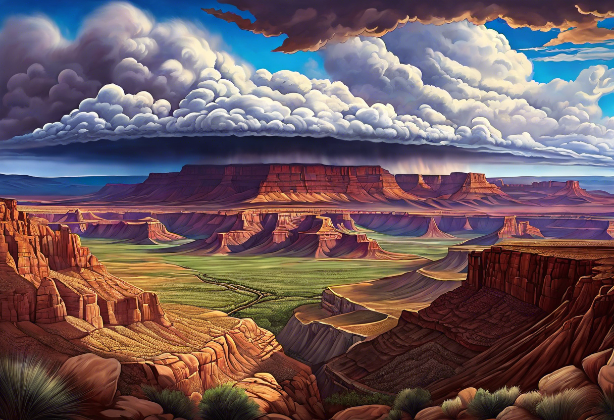 renaissance style Colorado plateau and valley with supercell cloud that captures vast aesthetic tattoo idea