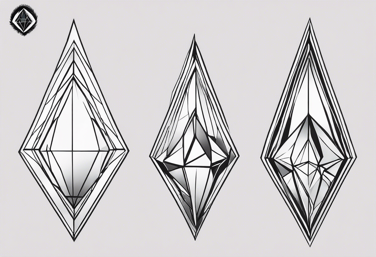 simple line tattoo of elongated diamond split down the middle vertically into 2 mirror image shapes tattoo idea