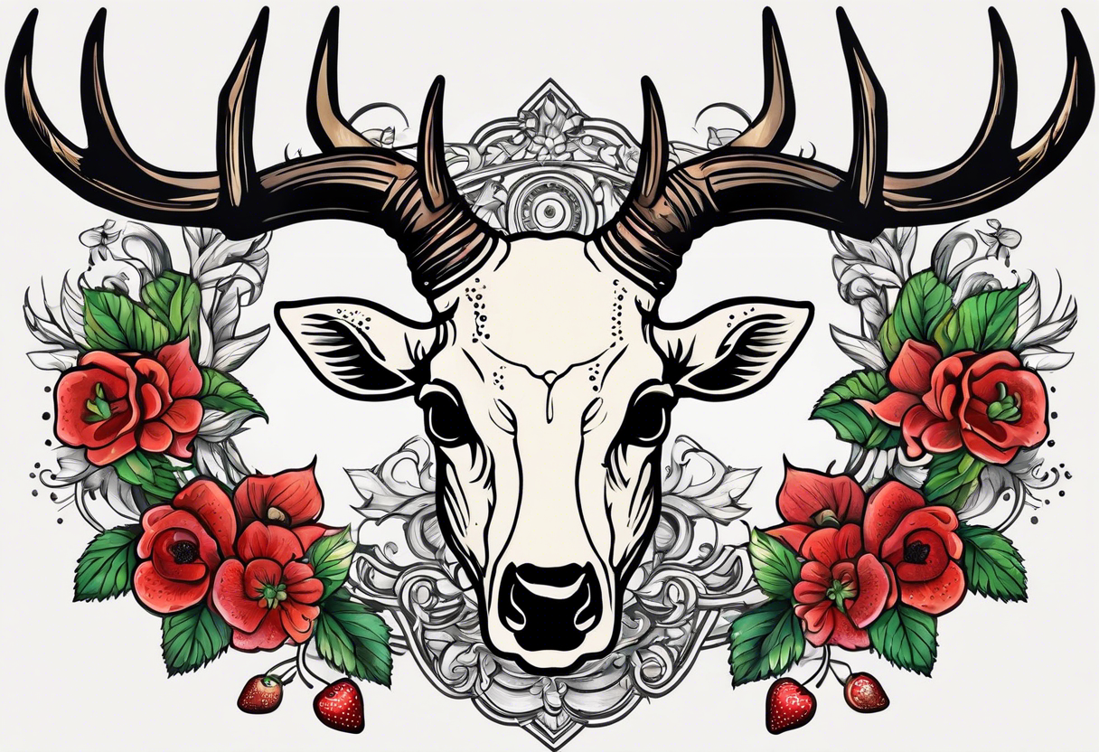 White and brown deer skull illustration, Deer Antler Flower Horn Tattoo,  Wooden angle deer, watercolor Painting, angle, wooden Board png | PNGWing