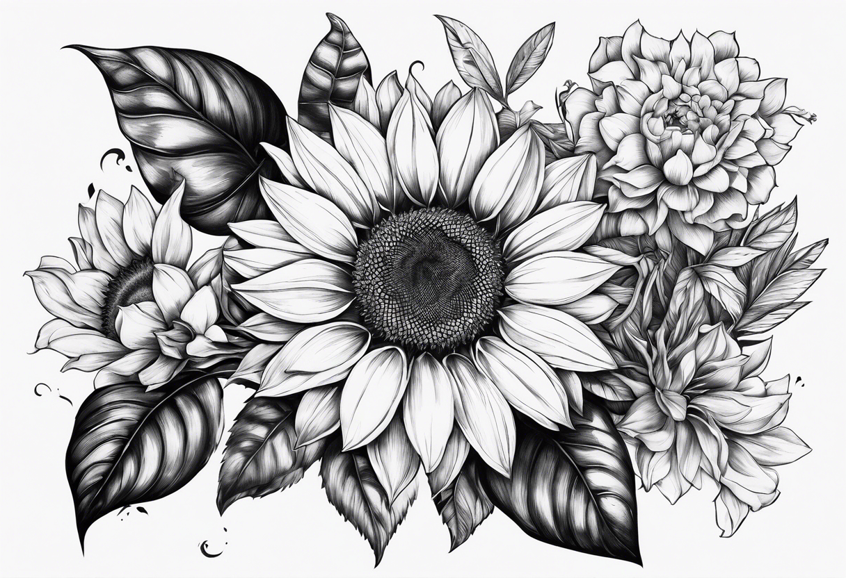 Tournesol,  Fleur roses , Caméra, wave, palmier tattoo idea