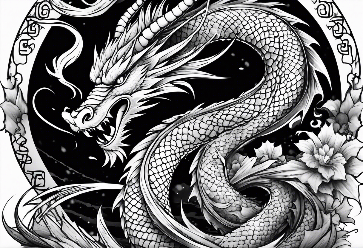 dragon around a katana sword tattoo idea