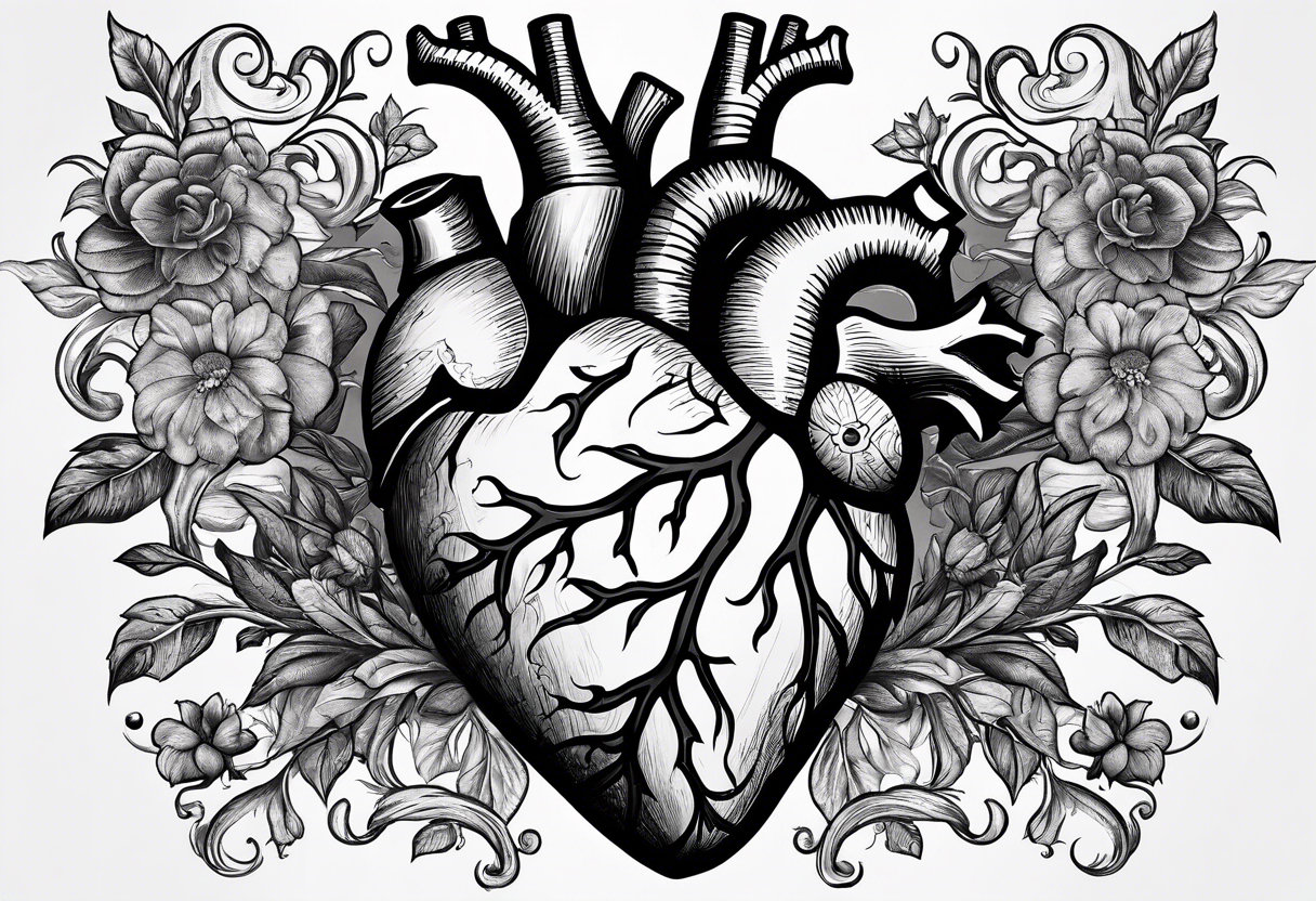 Anatomical heart from old textbook tattoo idea