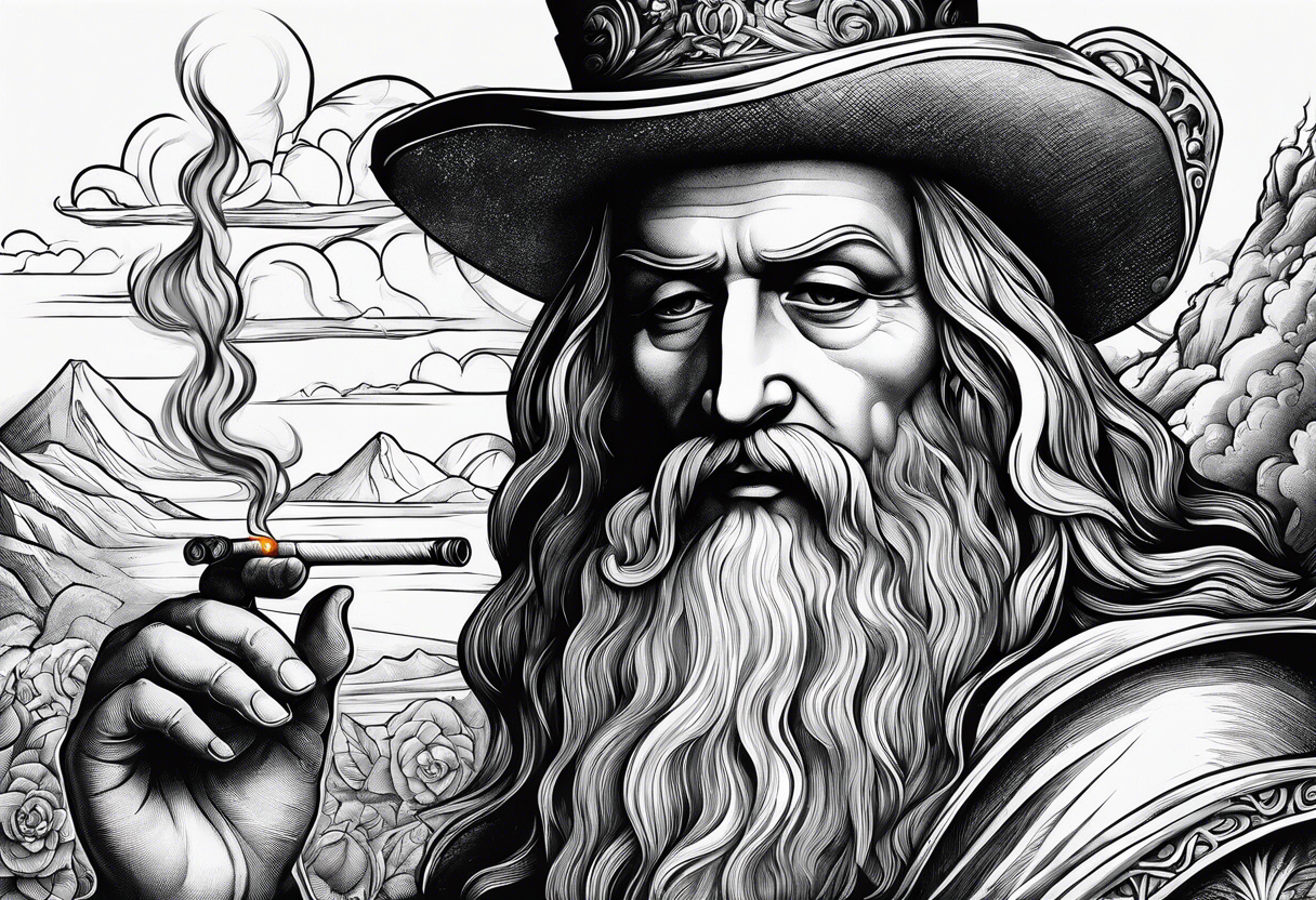 Leonardo da Vinci smoking cigarette tattoo idea