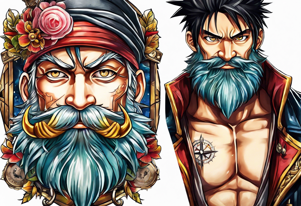 I want a compass combine with Mugiwara Luffy tattoo idea