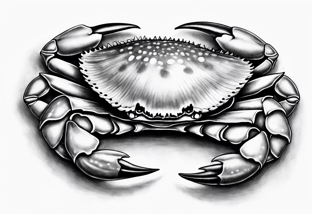 A blue crab claw and scallop seashell tattoo idea