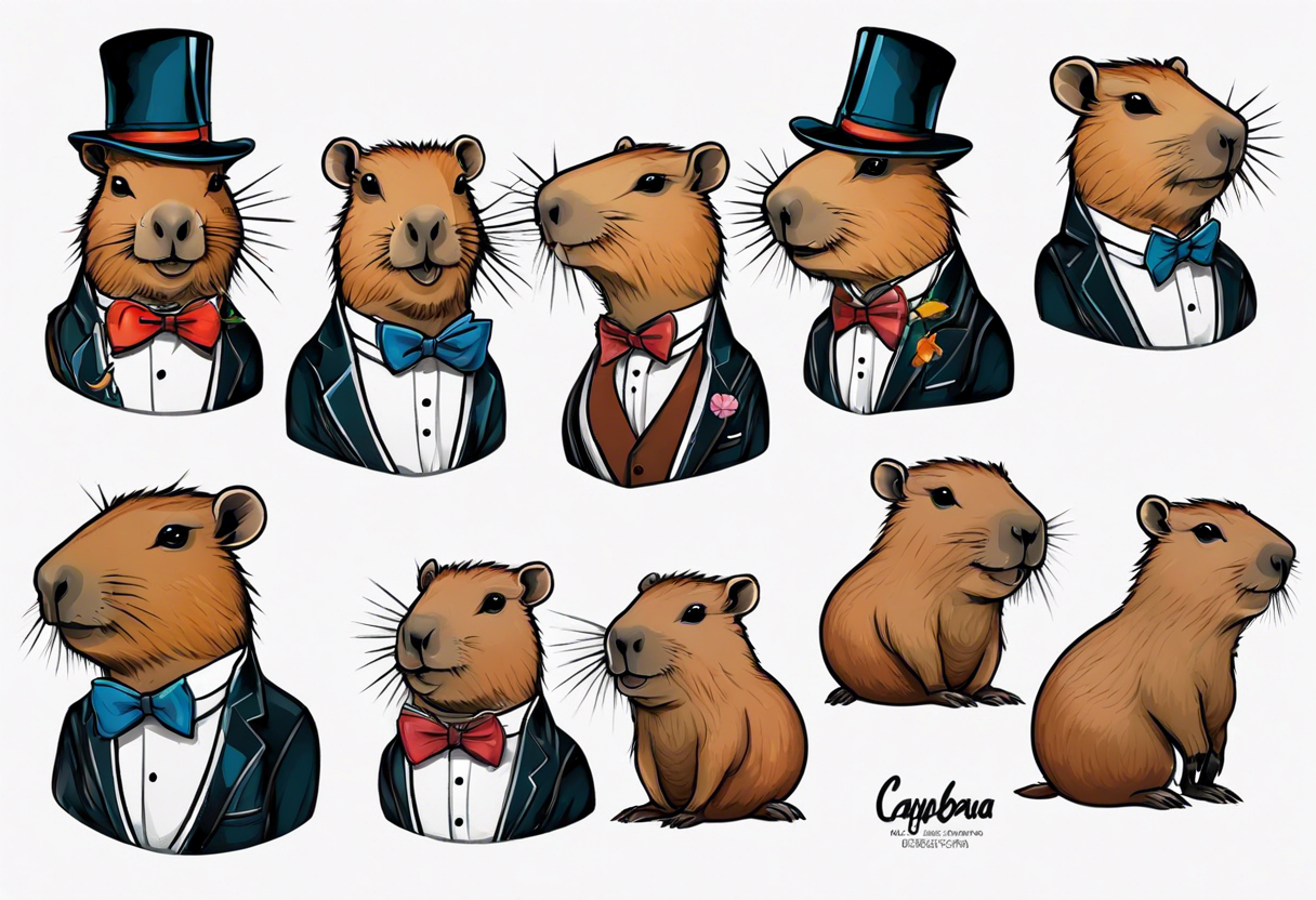 Capybara wearing a tuxedo tattoo idea