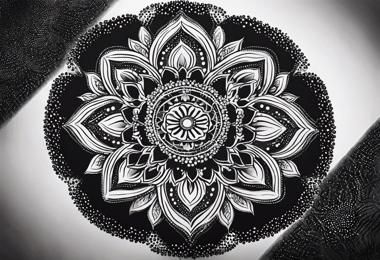 A feminin minimalist mandala with simple dit chain tattoo idea