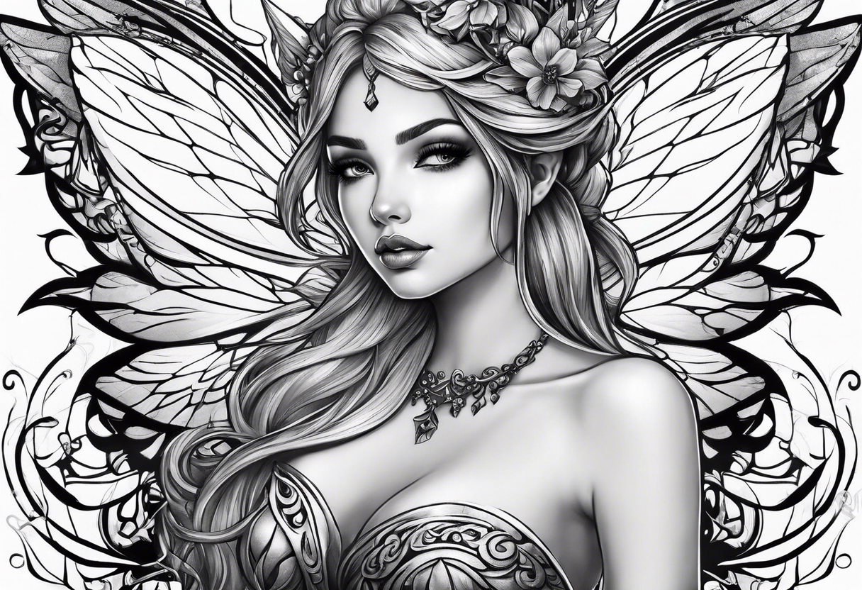 Full body small fairy mythical tattoo idea