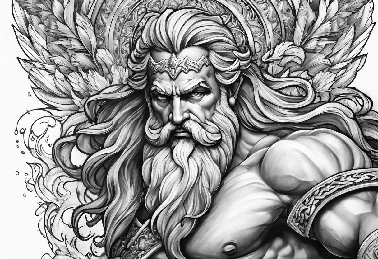 Zeus, Poseidon, Hades, full sleeve tattoo idea