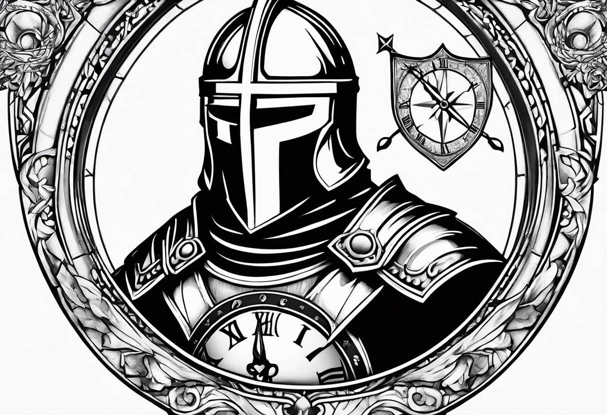 knight templar with clock tattoo idea