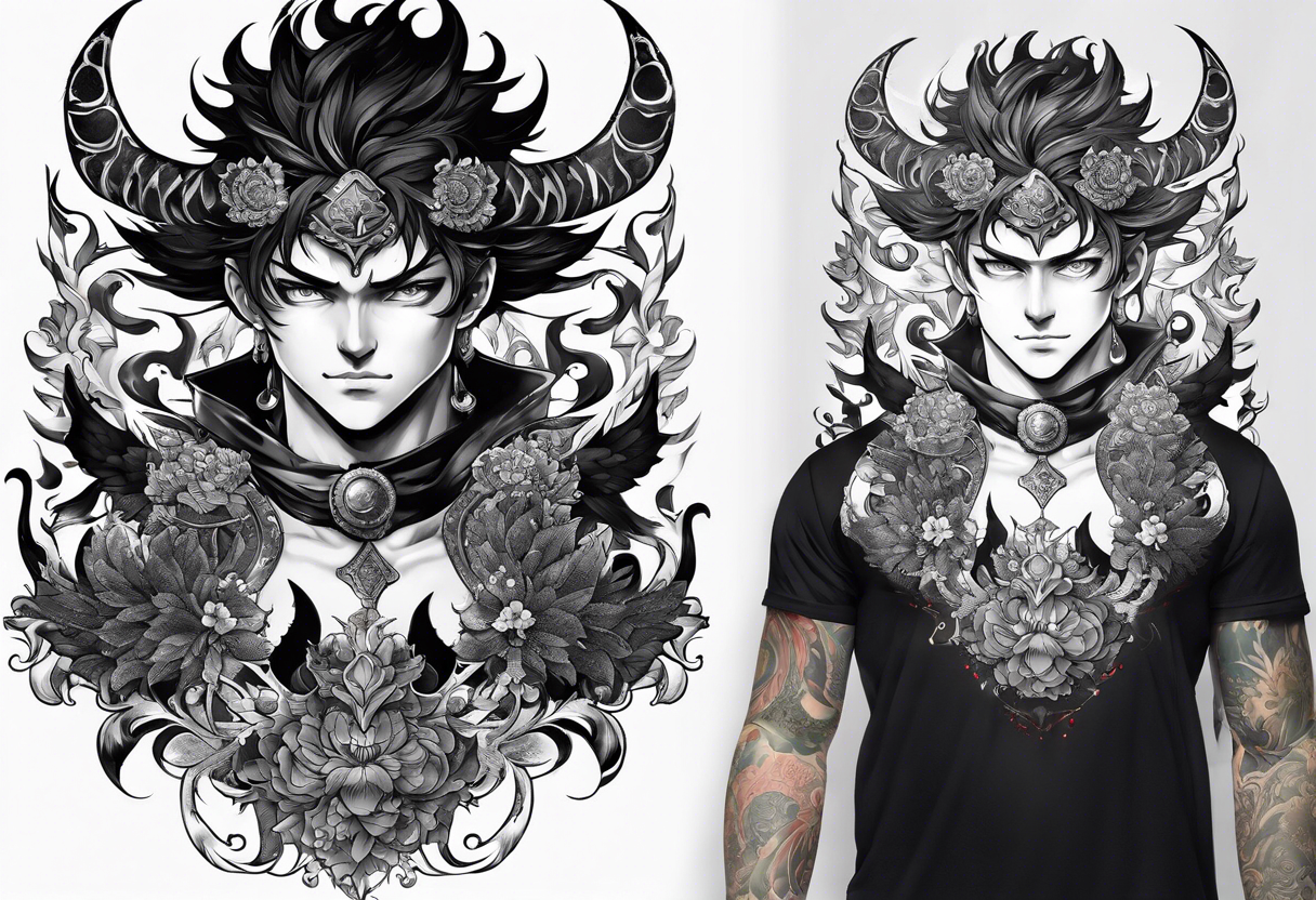 anima black clover Asta half demon tattoo idea