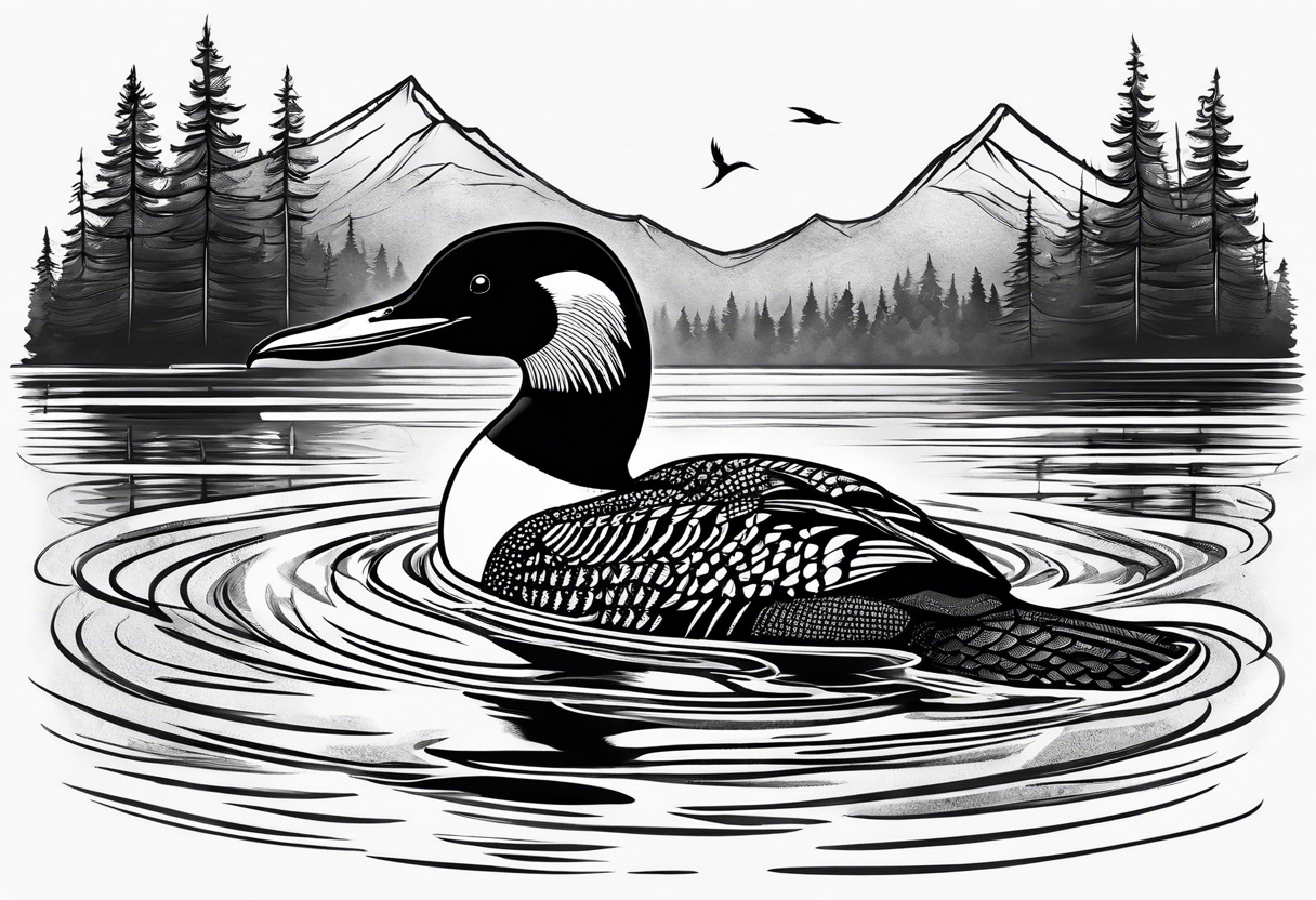 native loon swimming tattoo idea