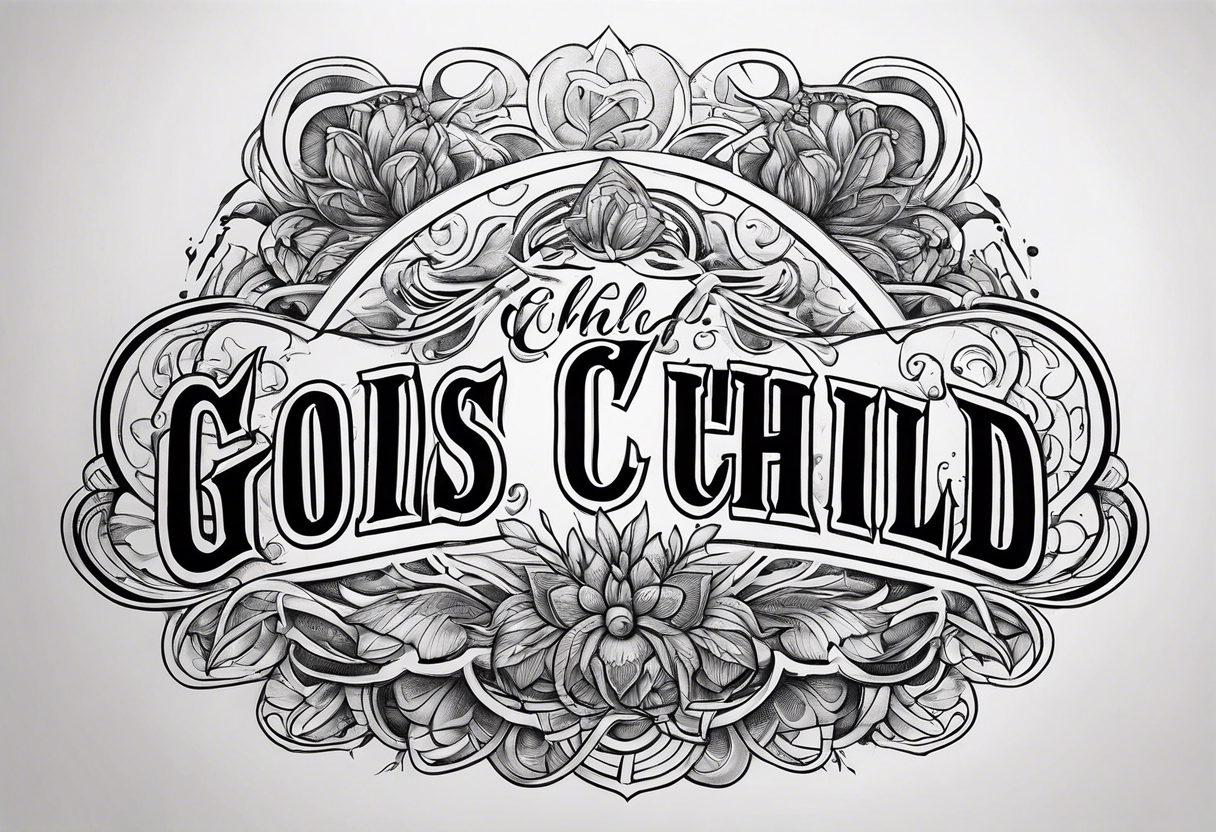 Lettering gods child tattoo idea