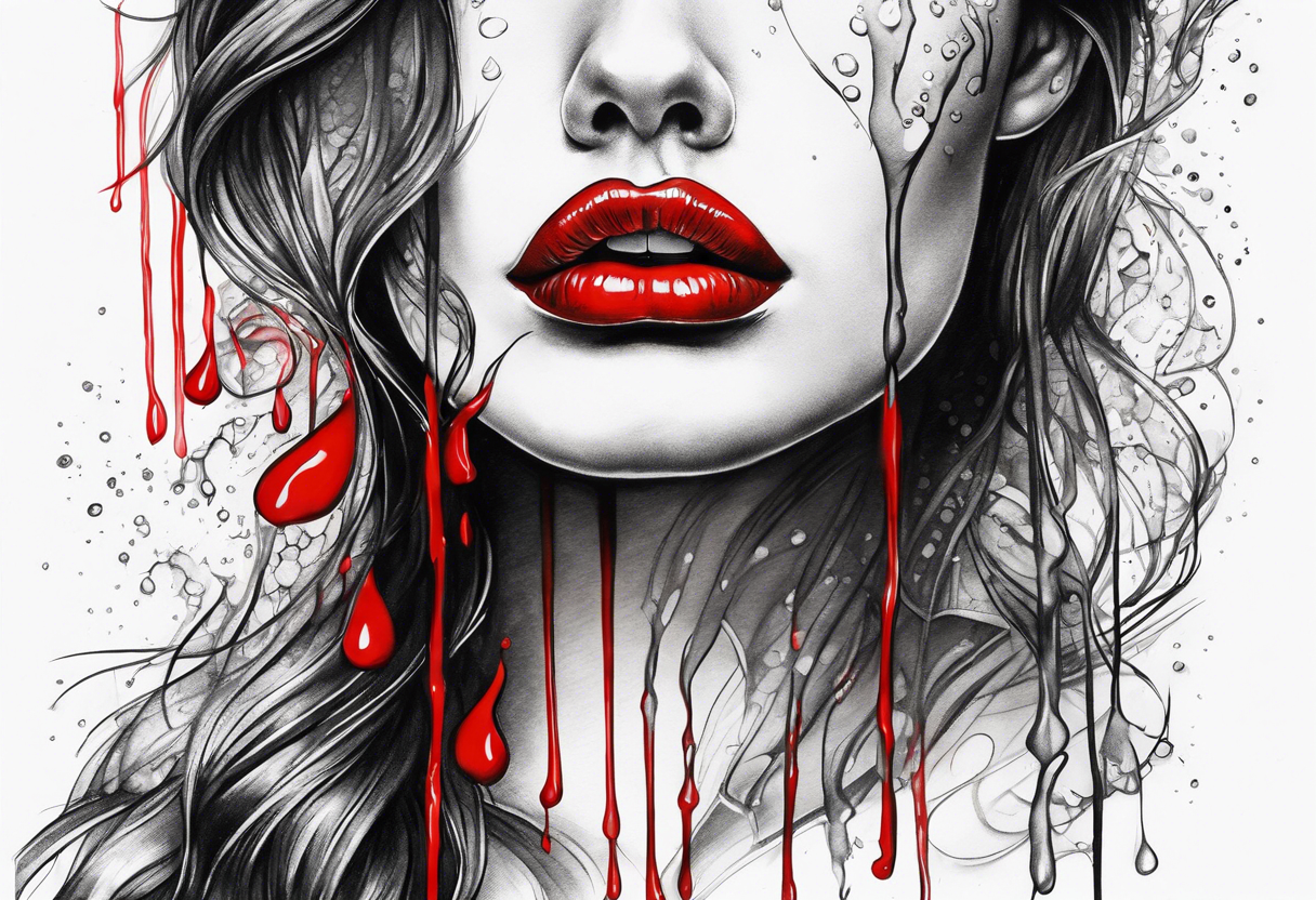 red lips dripping wet tattoo idea