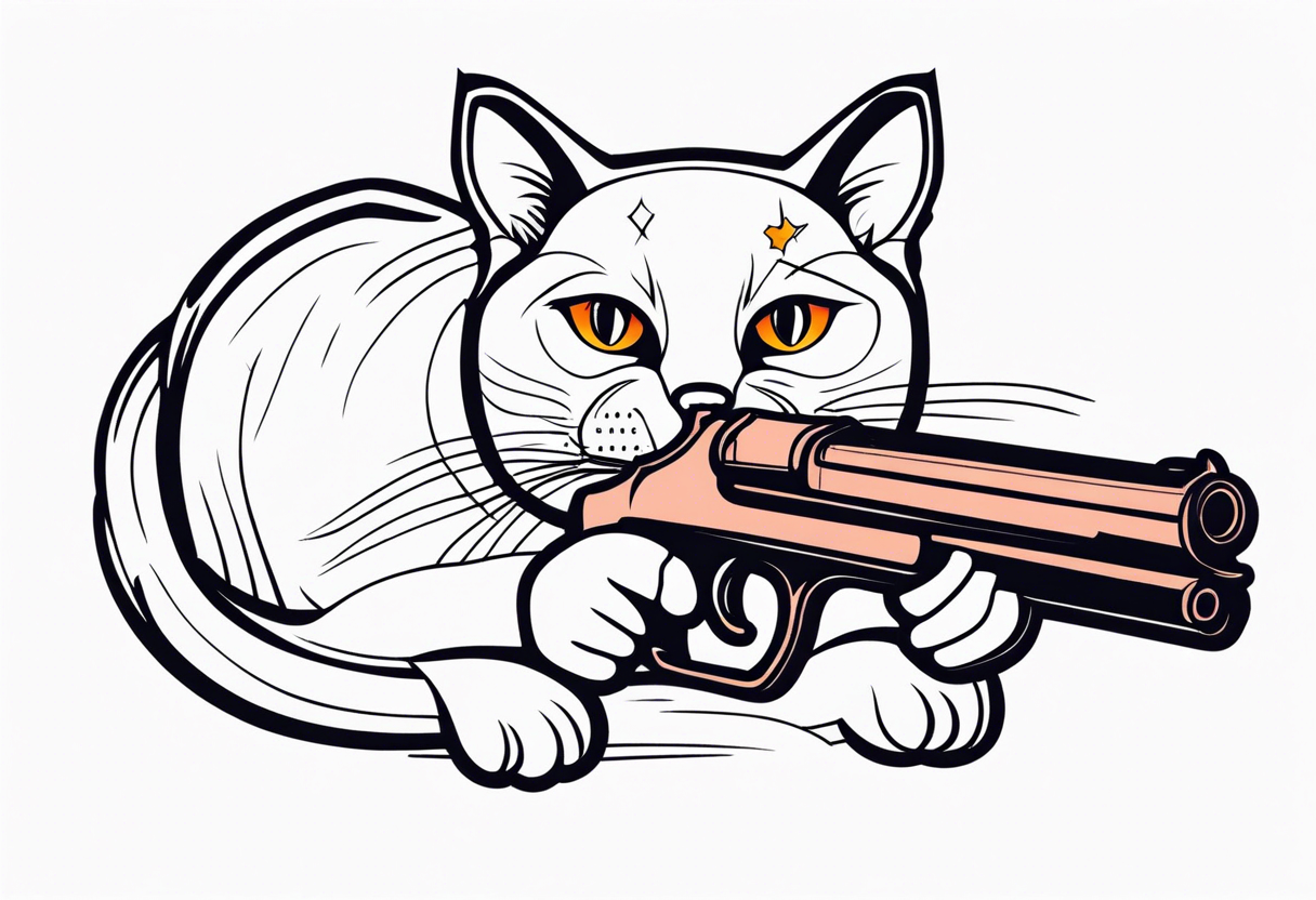 Cat with gun tattoo idea