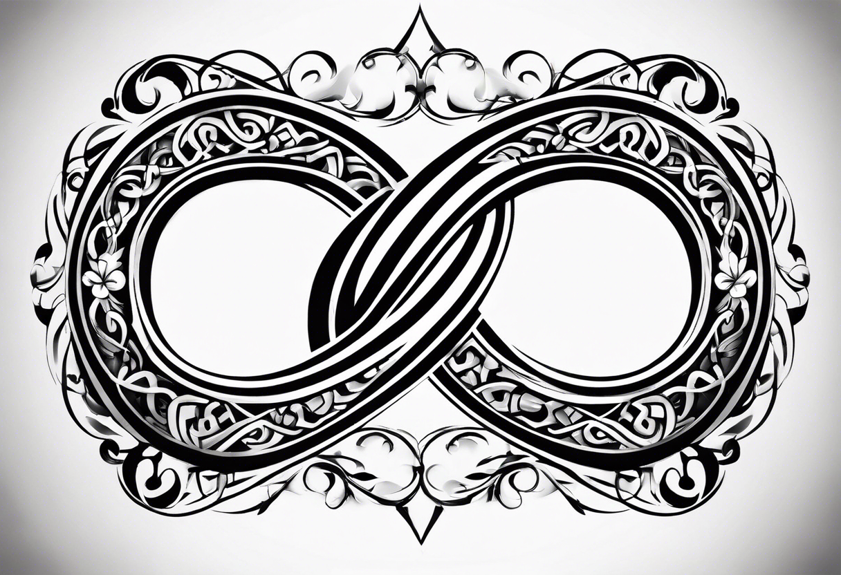 Infinity Symbol with Initials: Incorporate the infinity symbol, with the couple’s initials intertwined within the loop. This design can be exclusively in black or with a touch of red on the initials. tattoo idea