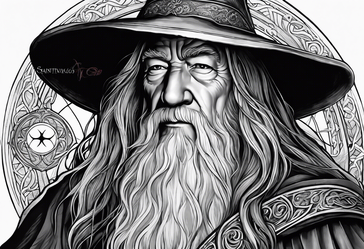 Gandalf with Santiago cross tattoo idea