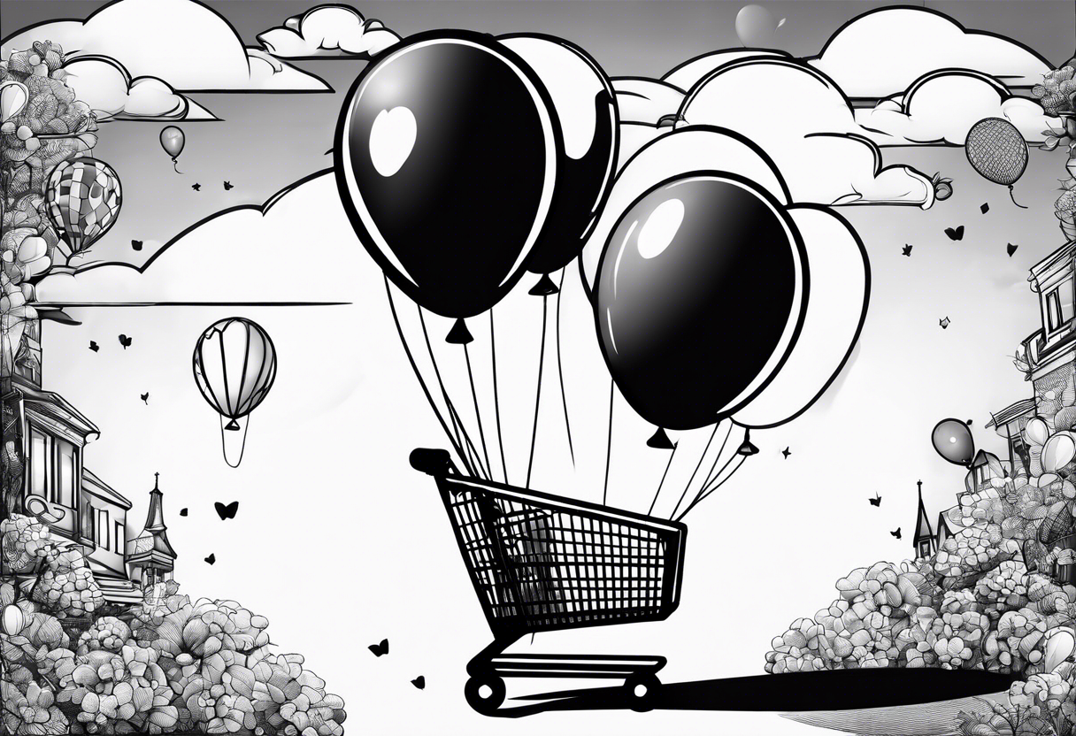 NF shopping cart and balloons tattoo idea