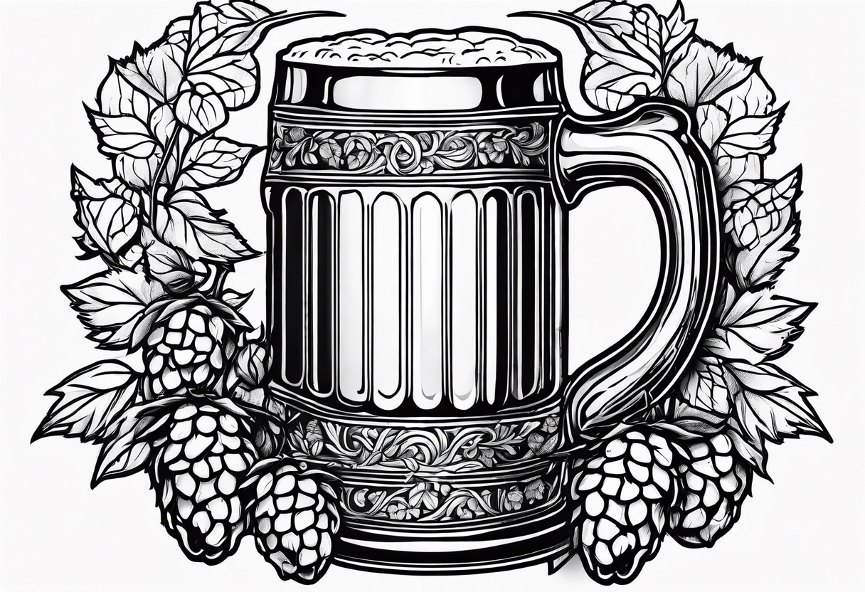 beer mug with hops tattoo idea