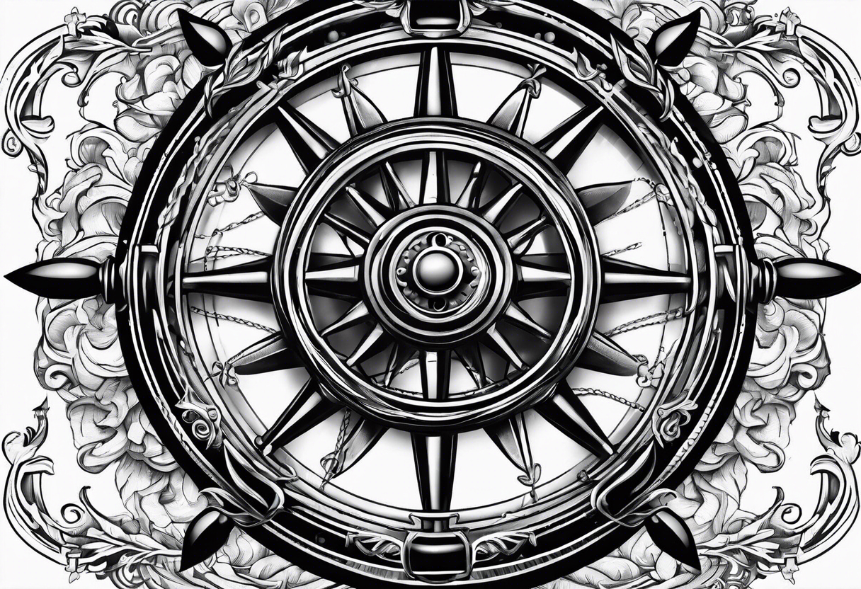 Man turning ships wheel tattoo idea