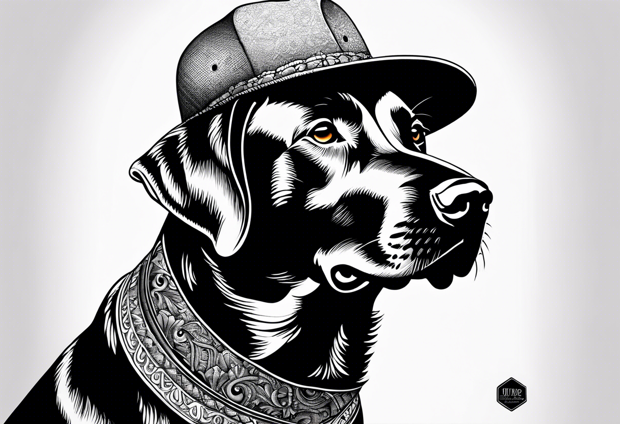 Labrador wearing a hat tattoo idea