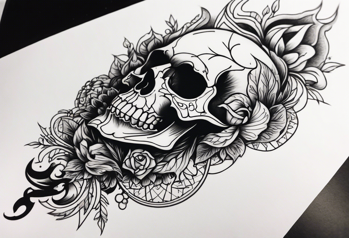 burning skull tattoo idea