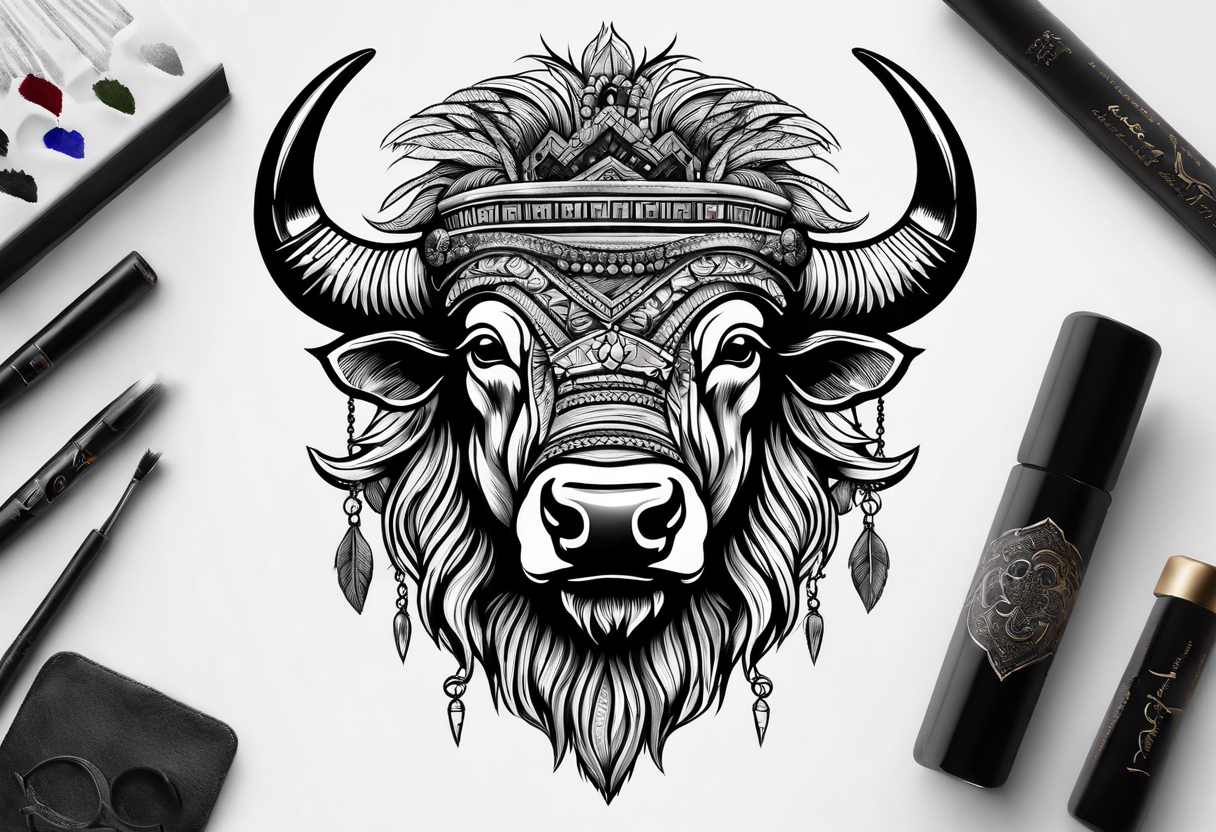 buffalo head tattoo idea