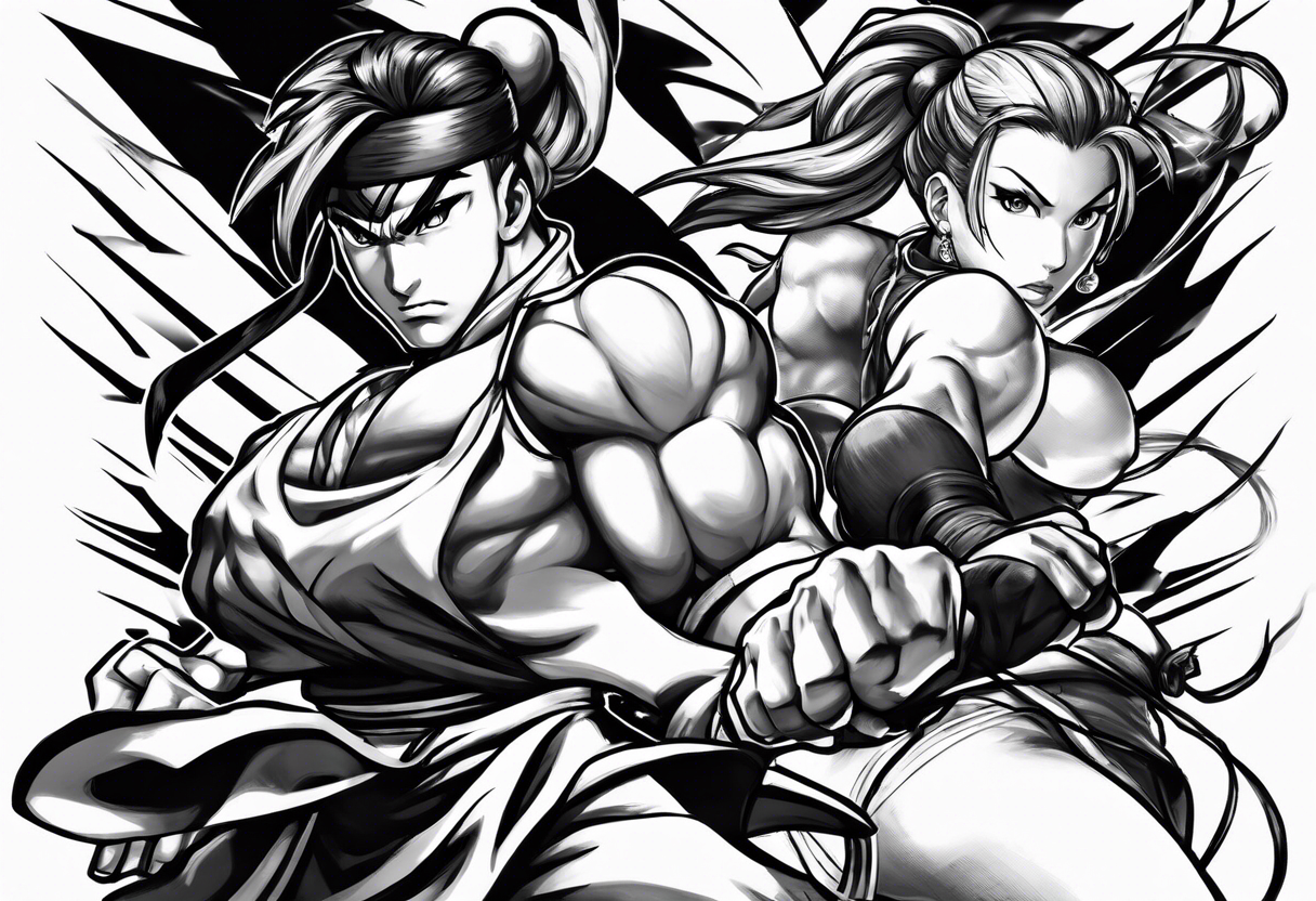 street fighter 3 ken versus chun li fighting evo moment tattoo idea