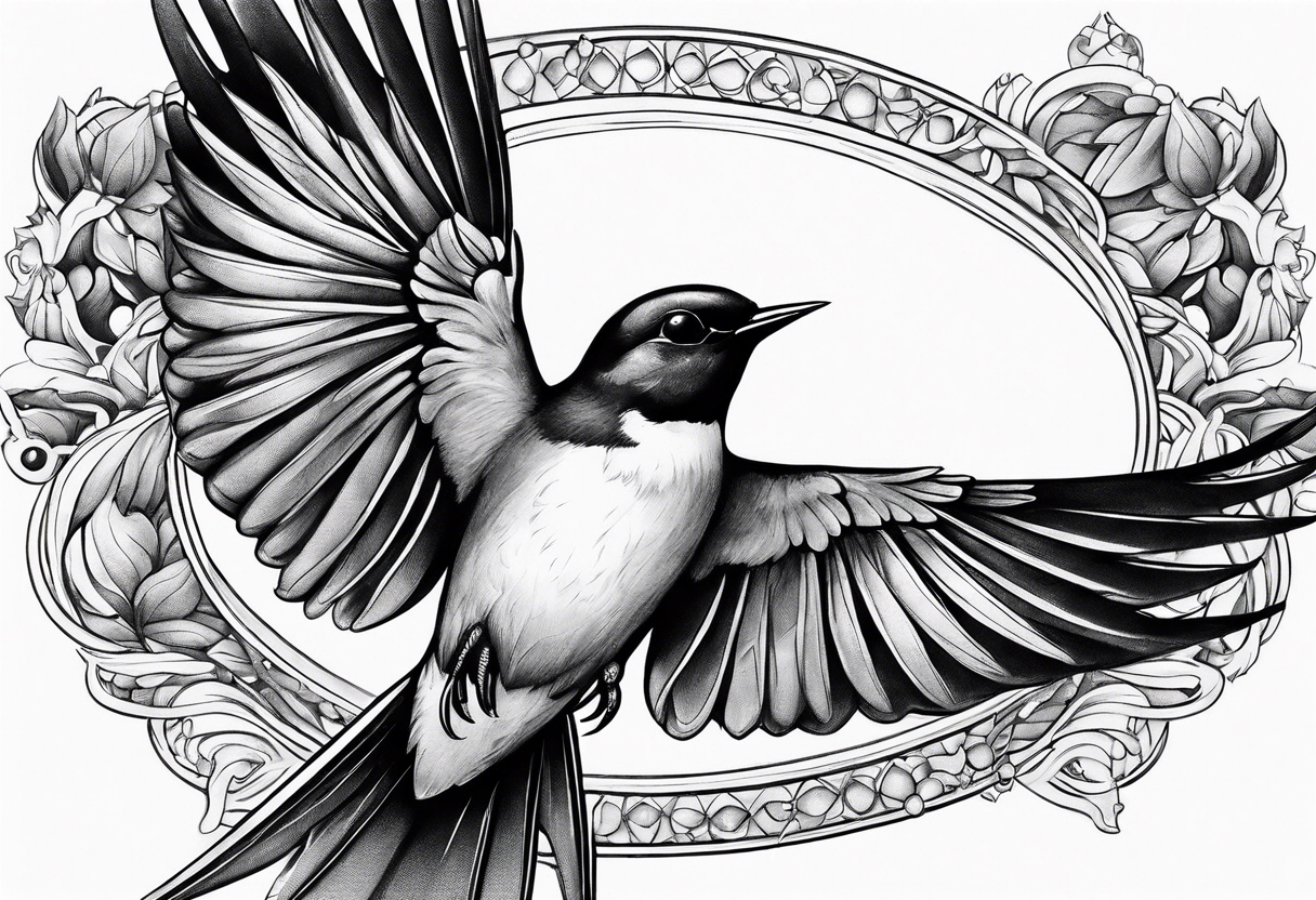 Swallow with rosary on its legs tattoo idea