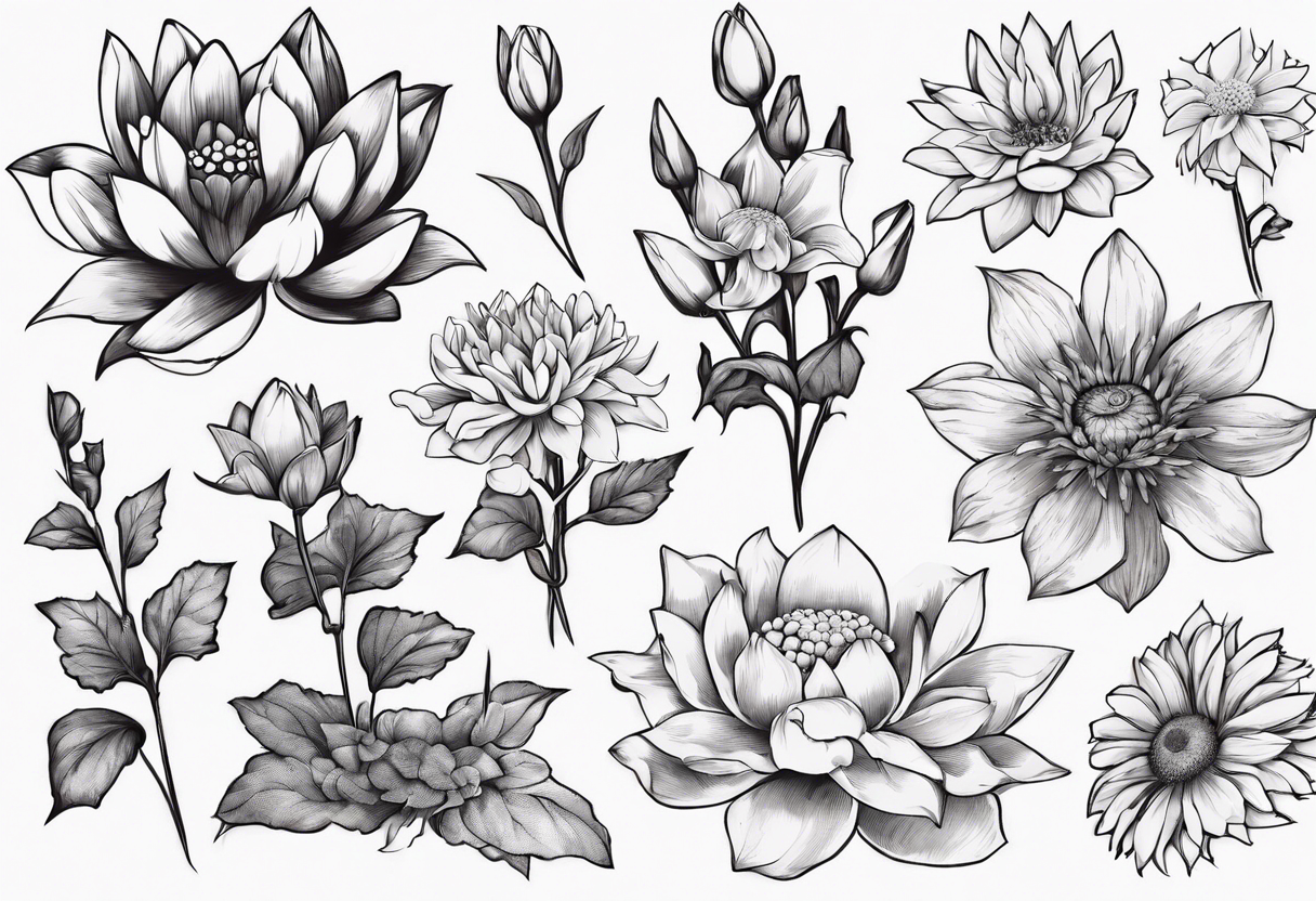 Scientific Illustration on Tumblr: Finished sunflower and gardenia bundle  for Caitlin. This image is a custom tattoo design. Please respect my client  and do not...