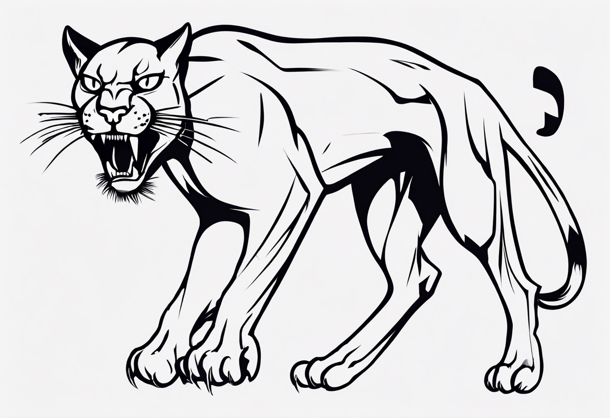 A black puma looking vicious. I want to see his whole body, and see him from a above perspective tattoo idea