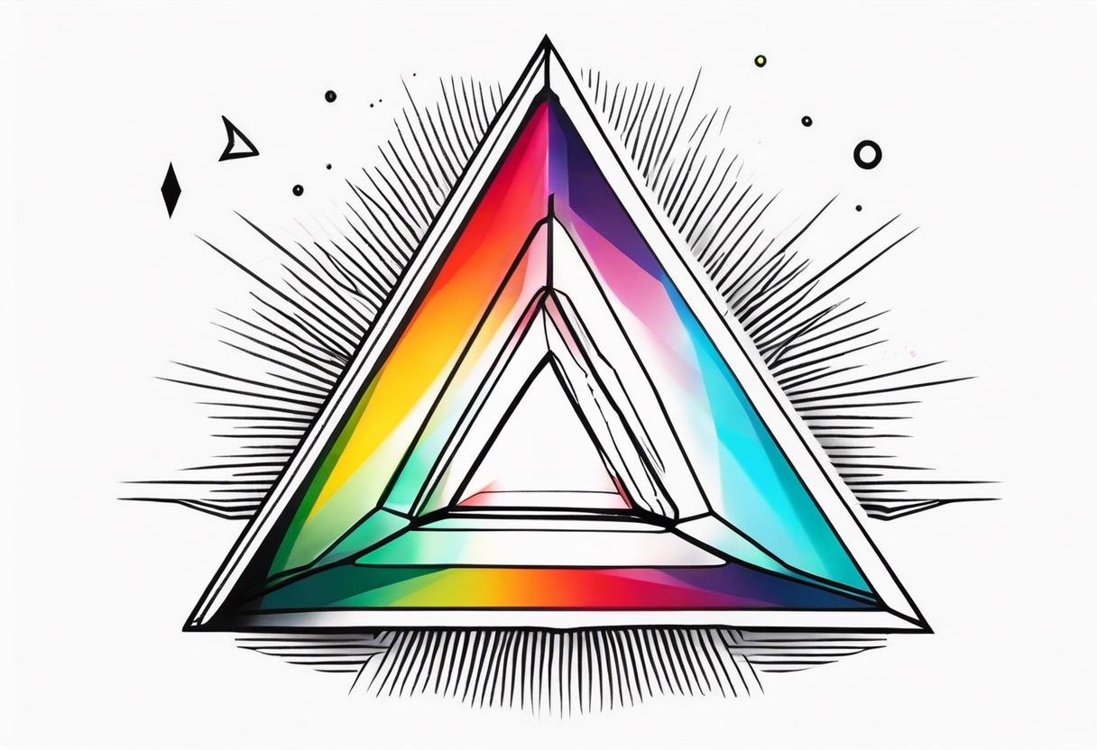 triangle prism glass dispersing a photon into colorfull rays tattoo idea